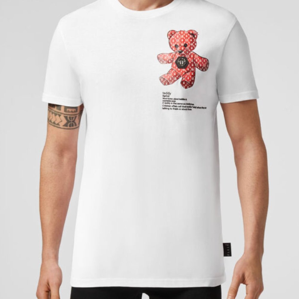 PHILIPP PLEIN T-SHIRT ROUND NECK SS TEDDY BEAR